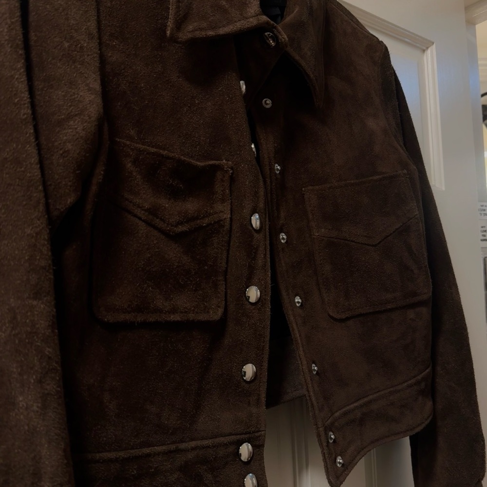 Mango Black Leather Label Patch Jacket - image 2